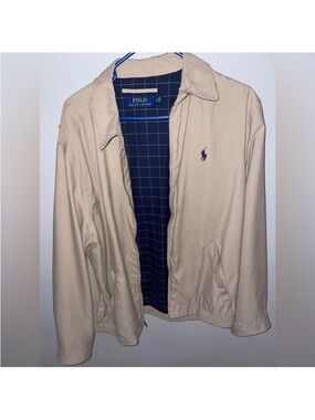 Ralph Lauren Beige Lightweight Harrington Jacket with Navy Lining